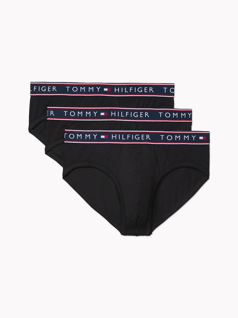 Férfi Tommy Hilfiger Stretch cotton boxer brief 3pk Boxer Briefs Fekete | HU 1390SGL